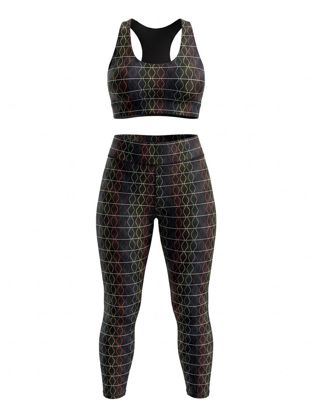Terez Rainbow Sound Waves Set Sports Bra Leggings L